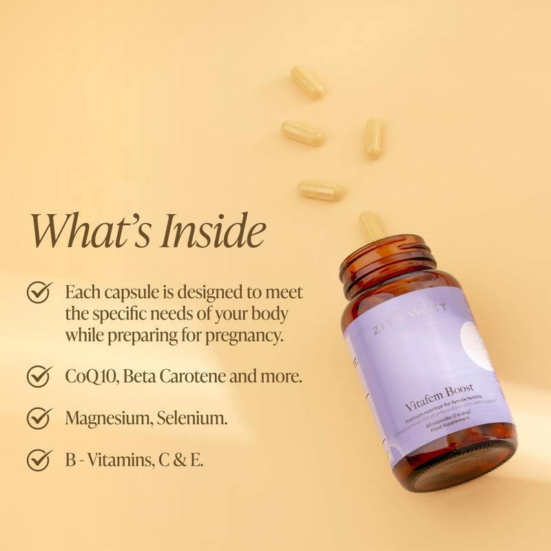 Zita West Vitafem Boost - Premium Antioxidants for Female Fertility, IVF & Natural Conception Support - 60 Capsules (1 Month Supply)