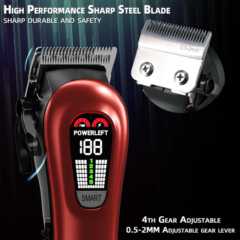 [Australia] - Hair Clippers for Men Professional Clippers for Men Cordless&Corded Barber Clippers for Hair Cutting & Grooming. Rechargeable Hair Trimmer Kit for Household (Red) Red 