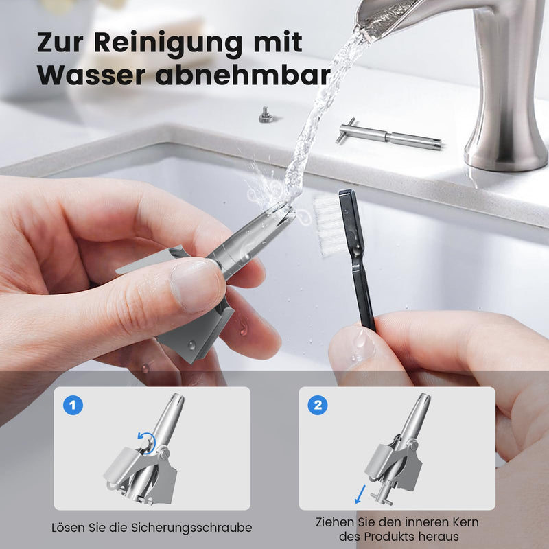 [Australia] - TIANG Manual Nose Hair Trimmer for Men Women Stainless Steel 6 Teeth V Blade Nose Hair Trimmer for Groom Bird Waterproof Painless Battery Free with Clean Brush 