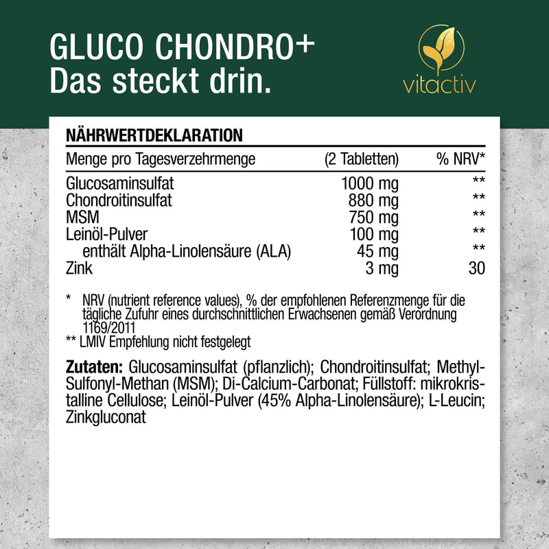 [Australia] - GLUCO CHONDRO PLUS, unique composition of glucosamine, chondroitin, MSM, Omega 3 and zinc, for bone maintenance etc. (90 tablets) 