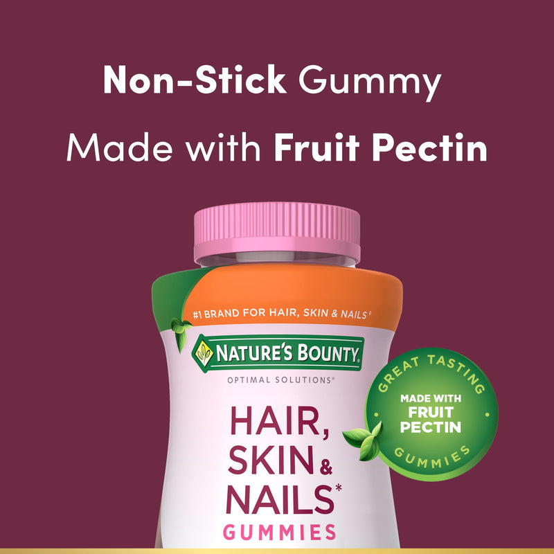 Nature's Bounty Optimal Solutions Hair, Skin & Nail Collagen Pectin Gummies 200 Count (Pack of 1)