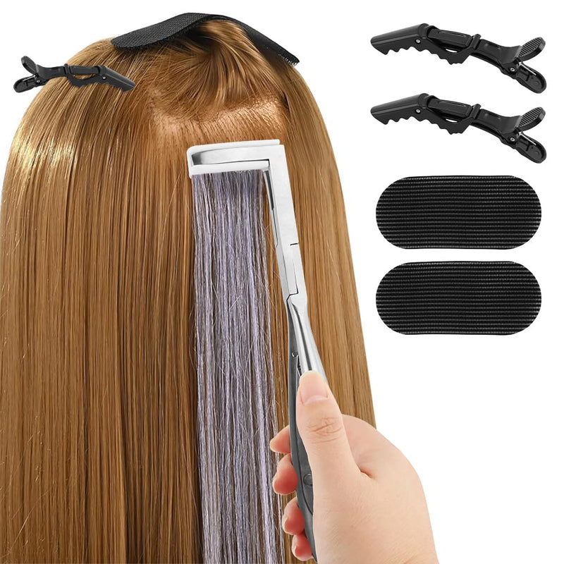 [Australia] - Tape In Pliers Tape In Extension Tool Kit, Tape Remover Scraper Tool,Hair Clips With Hair Extension Tapes, Flat Surface Sealing Hair Extension Plier Hair Extensions Styling Tools(Silver) silver 
