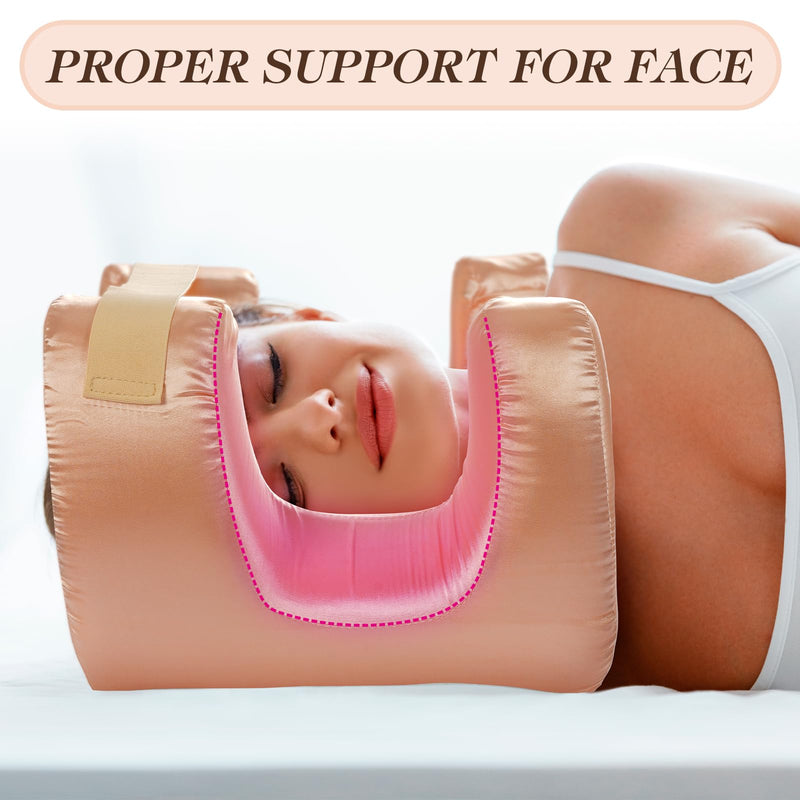 [Australia] - SAGUD Memory Foam Face Pillow for Side Sleeper Anti-Wrinkle Massage Bed Pillow with Soft Pillowcase Beauty Pillow for Sleeping Face Down, Gold 