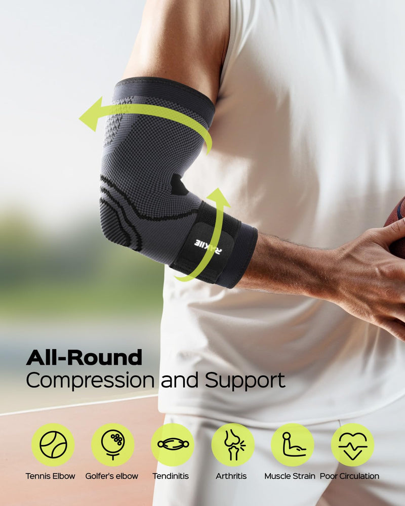 [Australia] - Elbow Support Brace for Men and Women, 2 Pack Elbow Compression Sleeve, Elbow Brace for Tendonitis and Tennis Elbow, Elbow Sleeve Reduce Joint Pain for Tennis, Golfer, Workouts Black (M) Medium 