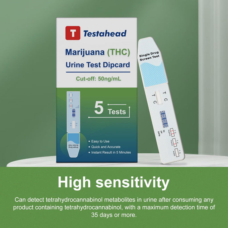 THC Drug Test Kit –5 THC Test Strips for Urine – Fast & Accurate Marijuana Detection for Home or Workplace – Easy to Use, Results in 5 Minutes THC 5