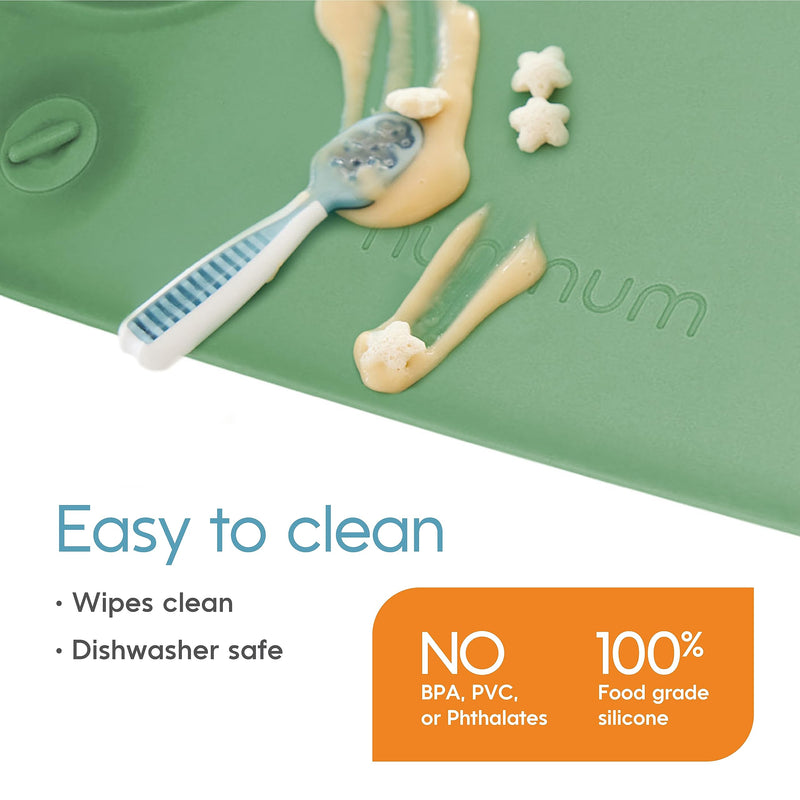 [Australia] - NumNum Silicone Placemat w/Pincer Grasp Grooves for Toddlers, Baby, & Kids - 4 Attachable Tethers & Built-in Suction Cups - Easy to Clean - Non-Slip for High Top & Dining Table w/Travel Bag - Blue 