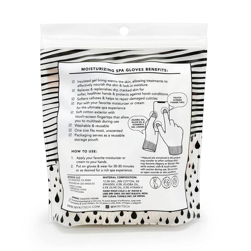 [Australia] - Kitsch Moisturizing Gloves Overnight for Dry Hands Treatment, for Women & Men | Soft Hydrating & Infused Gel Spa Gloves for Kids, One Size Fits Most, Washable & Reusable Pair 