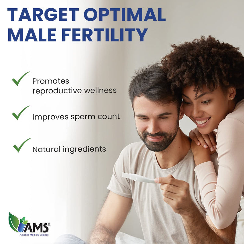 America Medic & Science Sperm Count Max (60 Capsules) | Male Fertility Supplement | Enhances Sperm Count and Reproductive Health | Prenatal Vitamins for Men | with Zinc, CoQ10, Vitamin C, B2, and B12 60 Count (Pack of 1)