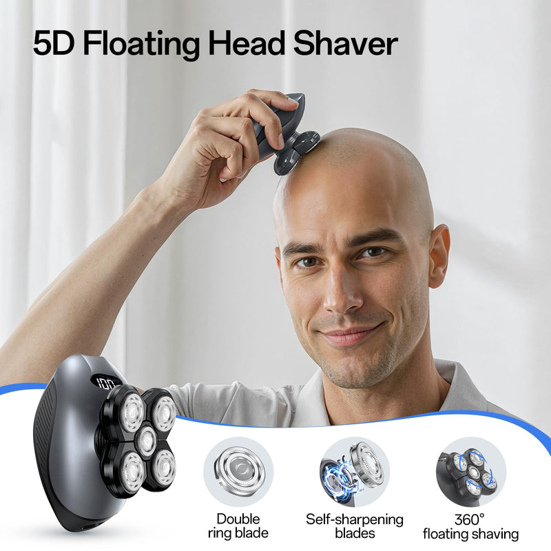 [Australia] - Electric Razor for Men, Head & Body Hair Shaver for Men, Cordless Rechargeable Wet/Dry Bald Head Back & Groin Waterproof Razor with Rotary Blades,Clippers, Beard Trimmer,Nose Trimmer, Brush, Massager 