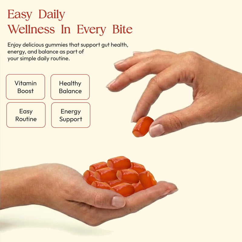 Feel Amazing Gut Health Probiotic Gummies - with 1 Billion Live Cultures & Vitamin C - 60 Orange-Flavoured Gummies - 1 Month Supply