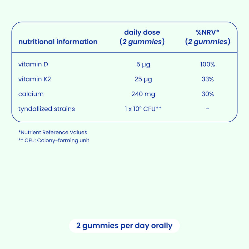 Jelly Pills Calcium 240 mg Gummies with Vitamin D3, K2 and Probiotics - 70 Vegan Gummies - No Added Sugar - Strawberry Flavour - Bones, Teeth & Digestion