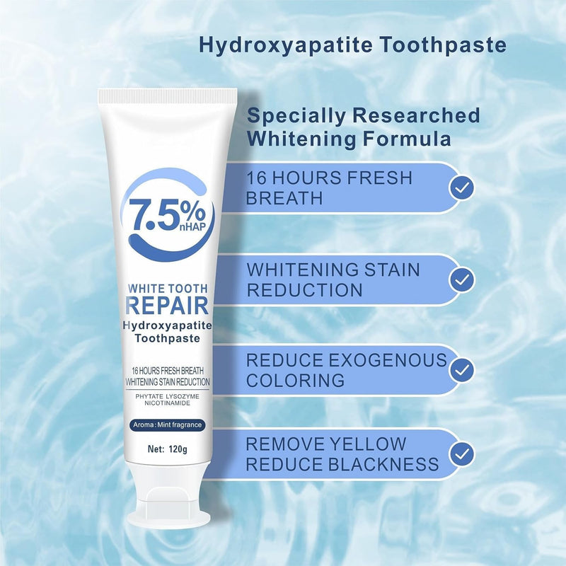 [Australia] - 7.5% Hydroxyapatite Toothpastes for Enamel Protection & Tooth Strengthening, 7.5% Hydroxyapatite Toothpaste White Tooth Repair, Fluoride-Free Formula with Gentle Mint, Fresh Breath (2) 2 