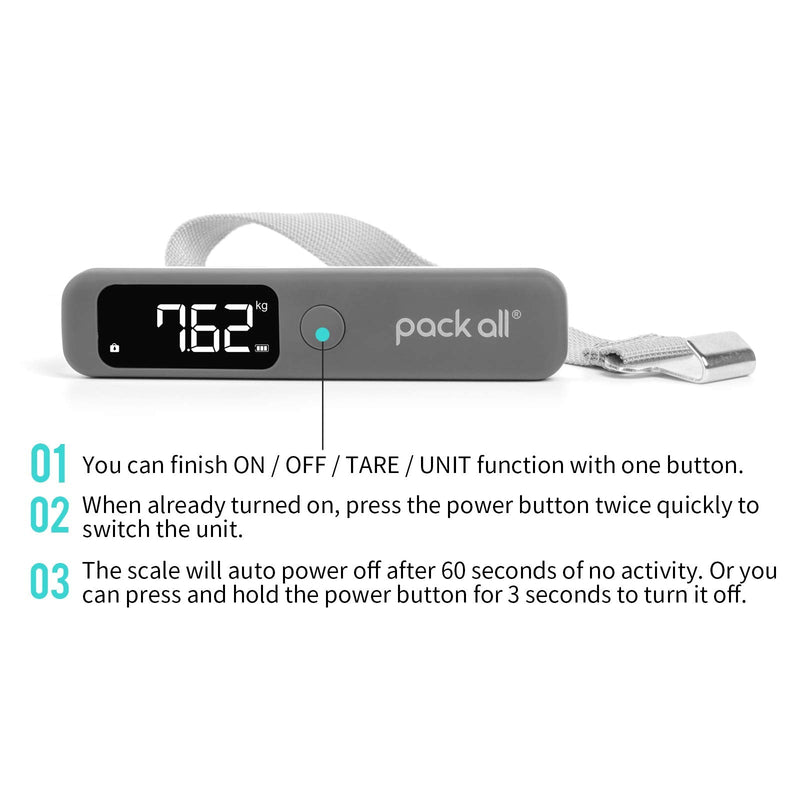 pack all Travel Bundle | 110 Lbs Luggage Scale (Grey) & 4 Pack Luggage Lock for Travel, Business
