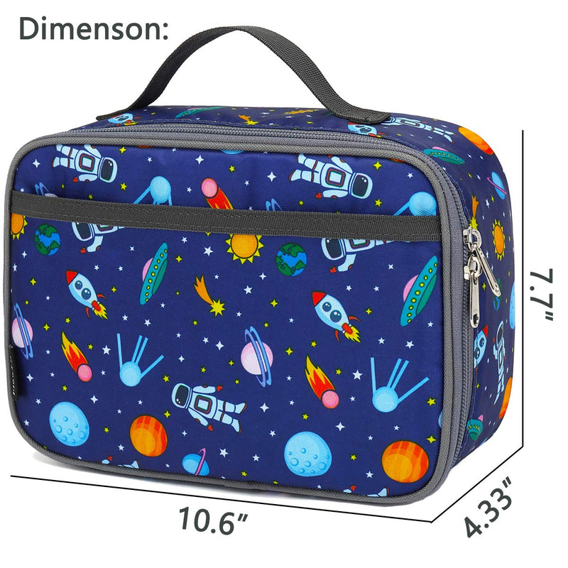 [Australia] - FlowFly Kids Lunch box Insulated Soft Bag Mini Cooler Back to School Thermal Meal Tote Kit for Girls, Boys, Astronaut Multicolor 