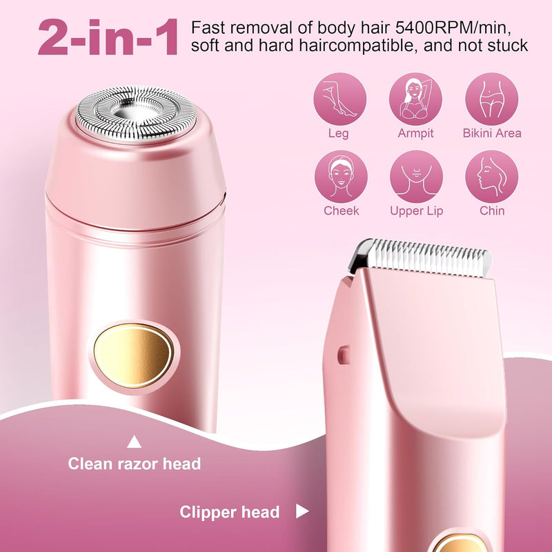 [Australia] - Bikini Trimmer for Women Pubic Hair: 2 in 1 Electric Razors for Women - Rechargeable Electric Shaver - IPX7 Waterproof Bikini Shaver for Travel & Shower Use in Summer (Rose Gold) Rose Gold 