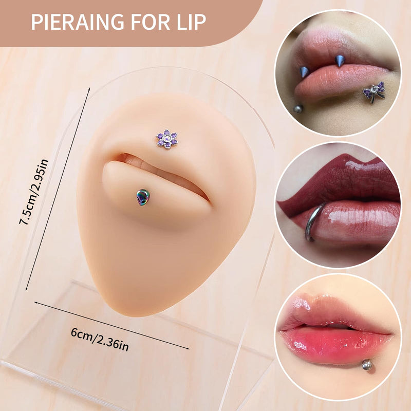[Australia] - Piercing Kit Silicone Model Body Part Displays Set, 8pcs Soft Body Piercing Practice Model Kit with Display Holder,Soft Fake Tongue Mouth Nose Eye Navel Ear 5D Model Training Tool Kit for Piericng 