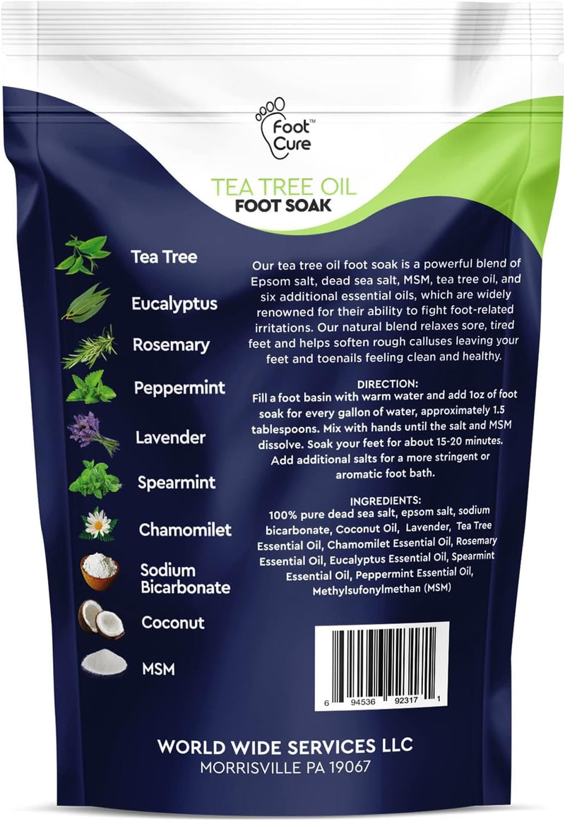 [Australia] - Tea Tree Oil Foot Soak with Epsom Salts for Foot Pain, Soreness, Athletes Foot - Odors Callus Remover for Feet with Extra Strength Gel & Foot Pumice Stone Set - Easy Way to Remove Hard Calluses 
