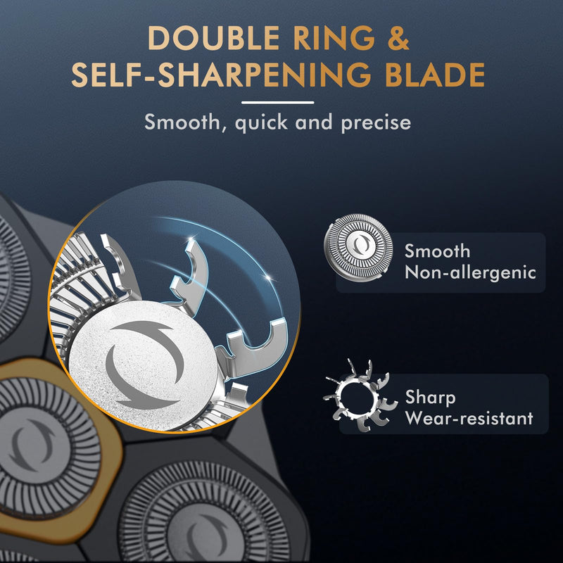 [Australia] - Men's Electric Bald Shaver, Kibiy Upgraded Head Shaver with Removable 6D Head, IPX7 Waterproof Head Shaver for Bald Heads with LED Display, Type-C Charging, Head Shaver for Bald Men with Non-Slip Design 