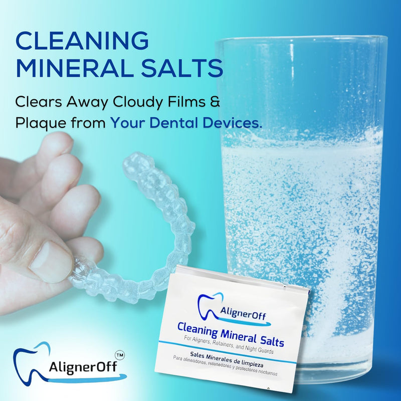 [Australia] - Cleaning Mineral Salts – Cleaner Crystals for Aligners, Retainers, Nightguards, & Dentures– Removes Stains, Plaque & Odors – Daily Safe Formula for Dental Appliances-3g Powder 