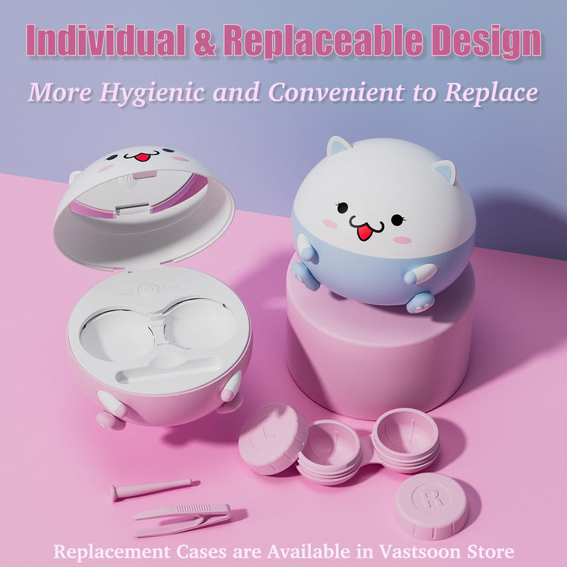 [Australia] - Cute Contact Lens Cleaner, Case Cleaning Machine with Solution Soak Case and Contact Lens Applicator Tool for Daily Vision Care, Travel Size (Pink) Pink 