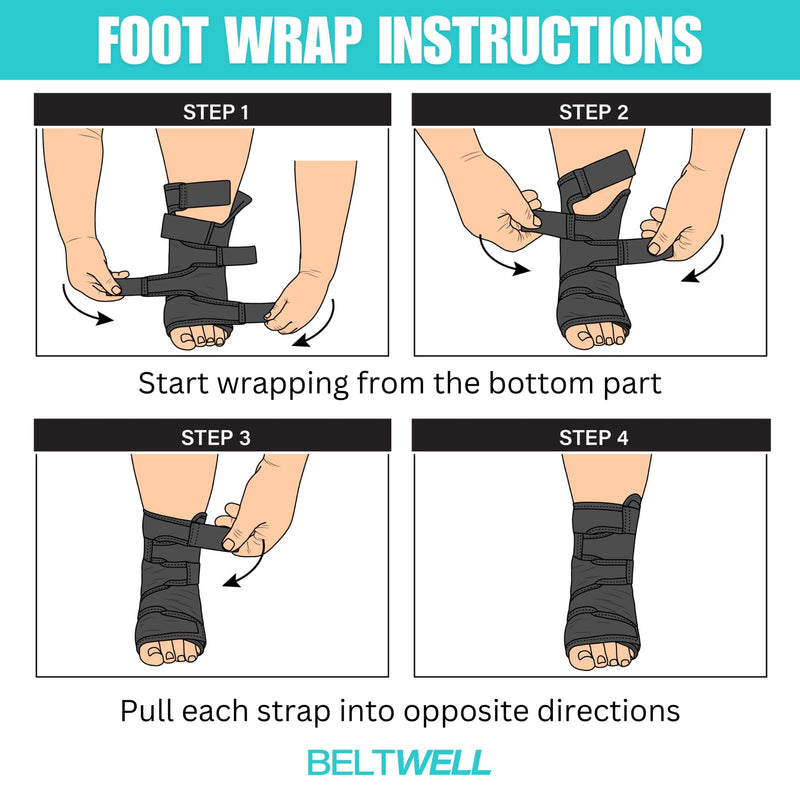 Beltwell® - Adjustable Foot & Ankle Compression Wraps For Edema, Lymphedema, Swelling, Neuropathy, Diabetic Foot Care, Circulation (2 Wraps) (Beige, Large) Beige