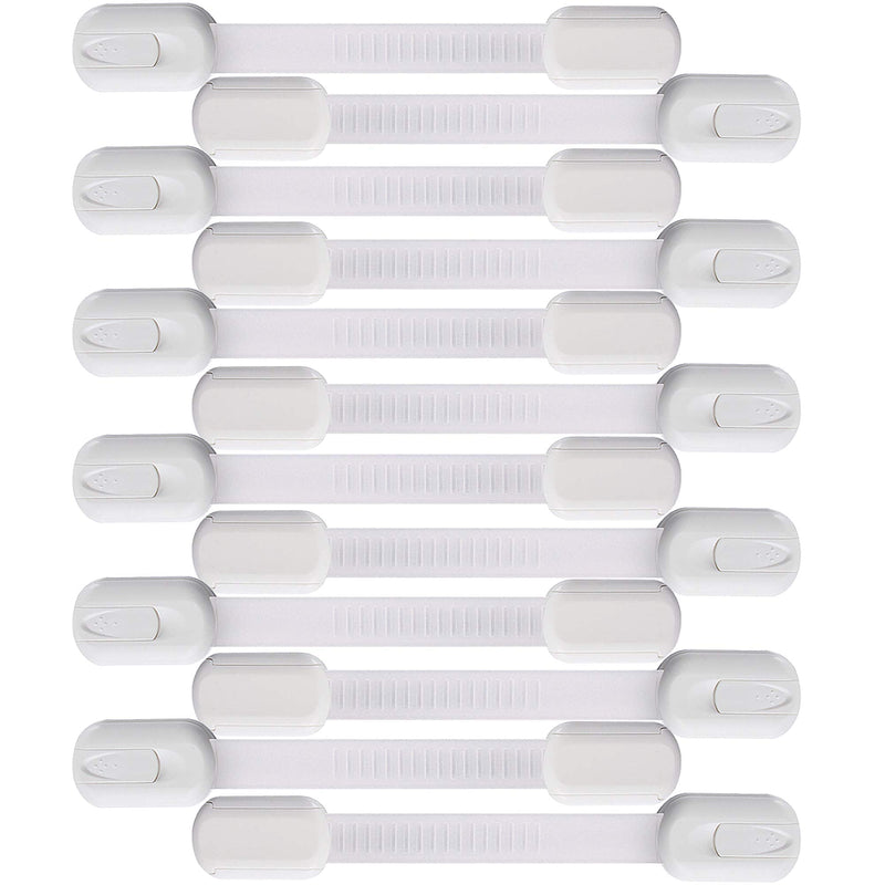 [Australia] - 12 Pack Vmaisi Multi-Use Adhesive Straps Locks - Childproofing Baby Proofing Cabinet Latches for Drawers, Fridge, Dishwasher, Toilet Seat, Cupboard, Oven,Trash Can, No Drilling (White) (12) 12 