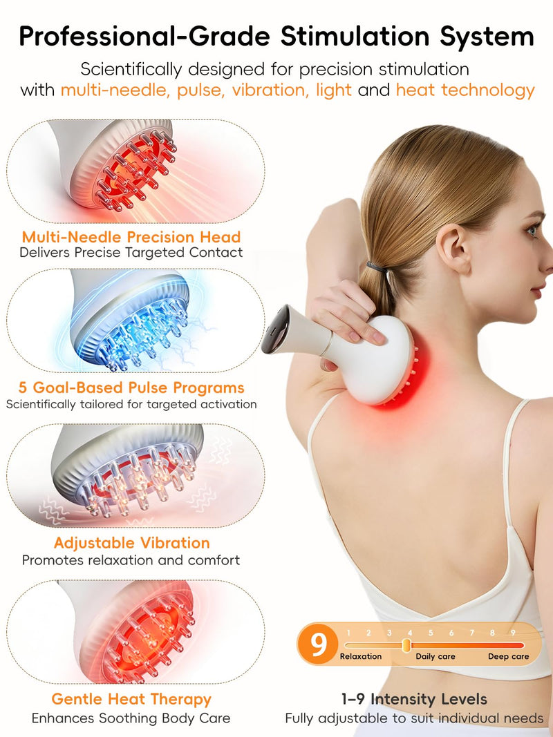 Lymphatic Drainage Massager for Body Sculpting & Cellulite – Body Sculpting Machine & Anti Cellulite Massage Tool for Stretch Marks with 4-Color Light, Pulse, Heat & Vibration for Waist, Legs & Arms