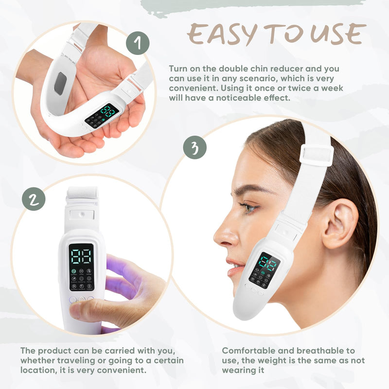 V-Face Electric Double Chin Device with 8 Modes & 15 Gear Adjustable Intensities - Intelligent V-Face Machine for Contouring Double Chin - H092