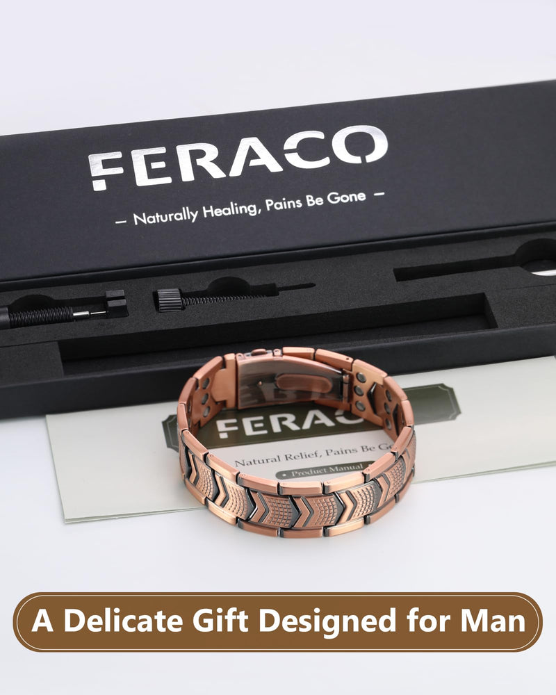 [Australia] - Feraco Copper Bracelet for Men 3X Strength,Magnetic Therapy Bracelet Copper Jewelry with Powerful 3800 Gauss Magnets,Premium Fold-Over Clasp Arrowforge 