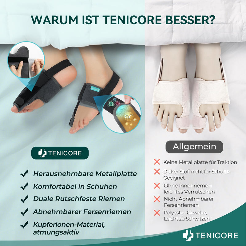 [Australia] - TENICORE Hallux Valgus Correction with 2 Angle Irons Hallux Valgus Splint Non-Slip Strap Bunion Toe Separator Toe Protector 1 Pair 
