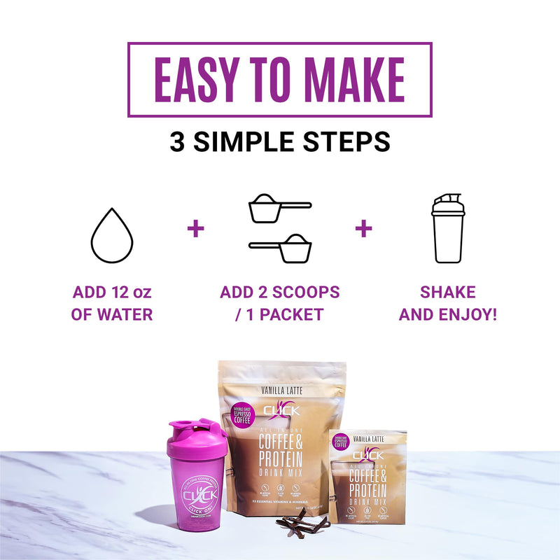 [Australia] - Click Coffee Protein Powder | Double Shot Espresso | 16g Protein | 23 Essential Vitamins | Low Calorie Meal Replacement | 150mg Caffeine | Gluten Free | No Artificial Flavors or Colors | Vanilla 15.24 Ounce (Pack of 1) 