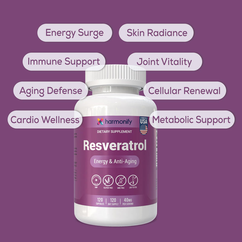 Resveratrol Supplement Sourced from Japanese Knotweed,120 Capsules, 400 mg Equivalent, 120 Day Supply, Gluten Free