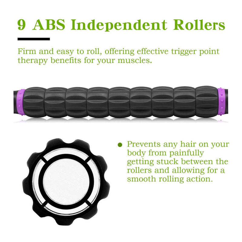 [Australia] - Muscle Roller, Massage Roller Stick for Athletes, Help Reducing Muscle Soreness Cramping Tightness Leg Arms Back Calves Muscle Massager Purple Black 
