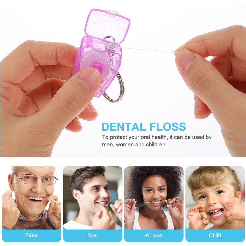 [Australia] - HEALIFTY 4 Pieces Portable Dental Floss Keychain Dentist Gifts Key Ring Floss Stick for Teeth Cleaning (Random Color 15M) 