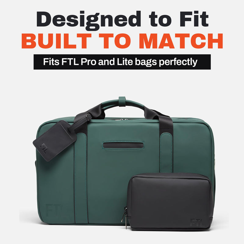 FTL Toiletry Bag Organizer for Men - Water Resistant Vegan Leather Travel Dopp Kit - Fits in Carry-On - Premium Grooming Accessories Organizer - Kenmare Black
