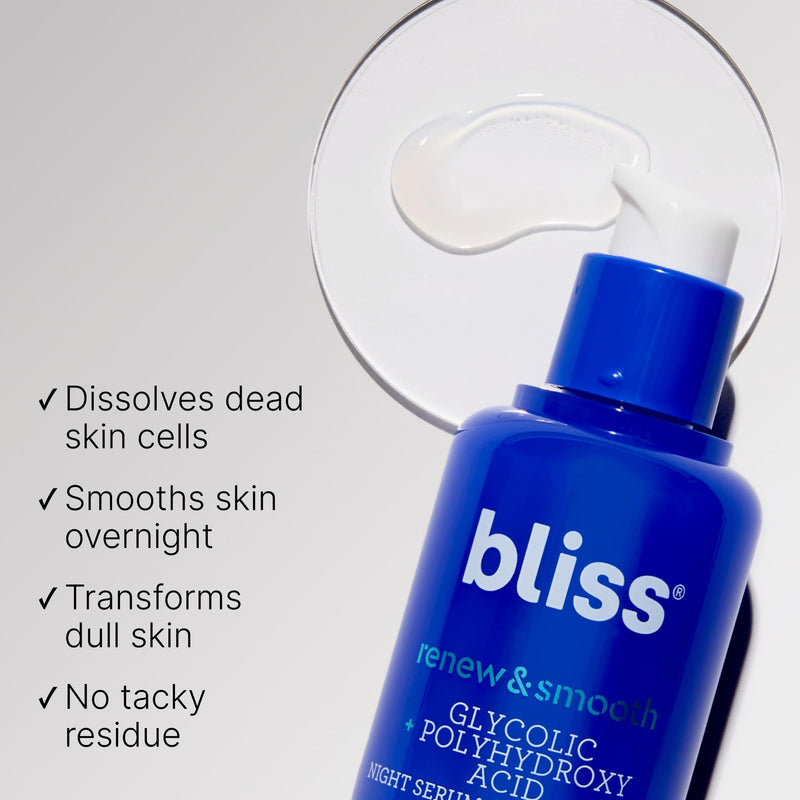 Bliss AM+PM Serum Duo: Glow & Hydrate with Vitamin C + Renew & Smooth with Glycolic Acid for 24-Hour Radiant, Hydrated Skin - Daily Skincare Routine Set