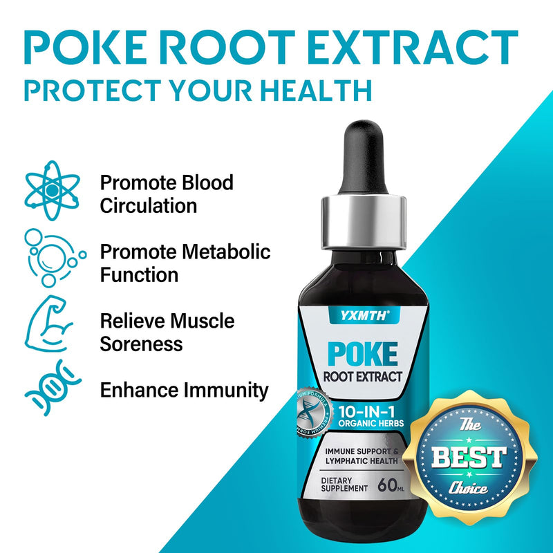 [Australia] - Organic Poke Root Tincture | 10-in-1 Alcohol-Free Liquid Extract (2 fl oz) - Vegan Supplement for Immune & Lymphatic System Support Organicpoke 
