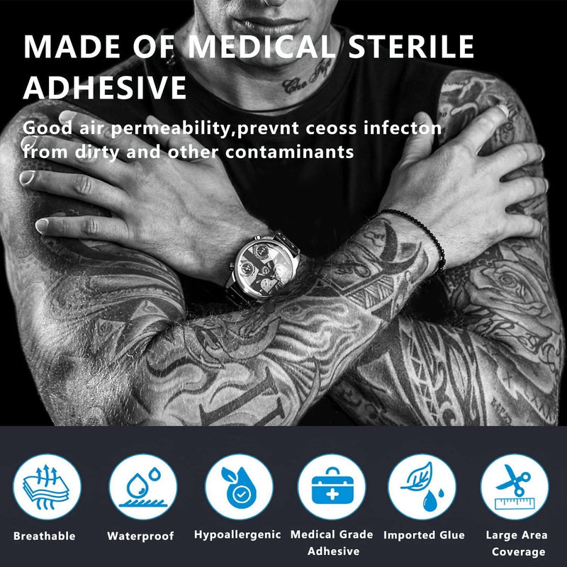 [Australia] - KeyEntre Tattoo Aftercare Bandage 6" x 1 Yard - Second Skin Bandage for Faster Tattoo Healing Recovery and Skin Care Protection - Tattoo Skin Waterproof Bandage - Transparent Film Waterproof(Black) 6x36 Inch (Pack of 1) 