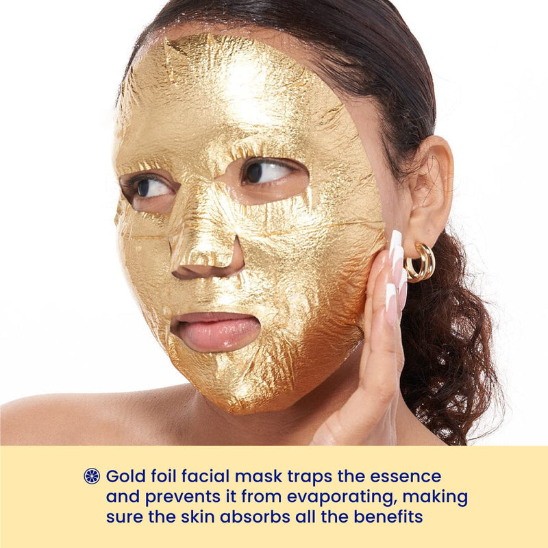 FACETORY Be Bright Be You, Korean Face Mask, Brightening Gold Foil, 10 Pack | Sheet Mask with Lemon Extract, Visibly Firms & Illuminates Dull Skin, Radiant Glow, K Beauty Skin Care 1 Count (Pack of 10)