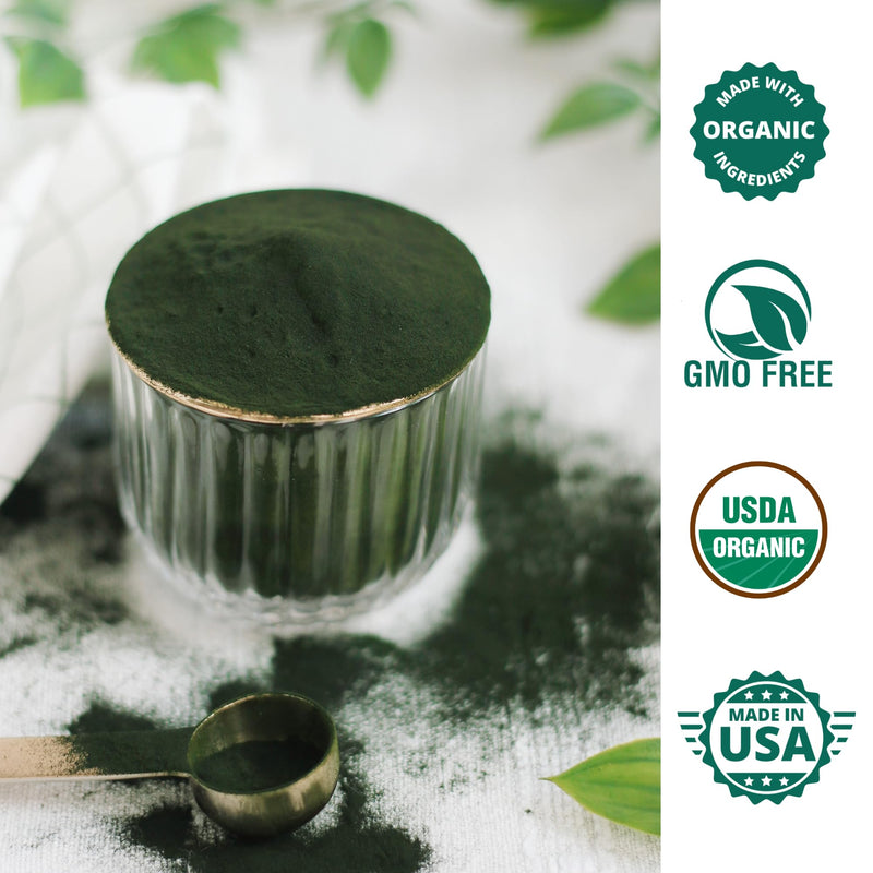 [Australia] - Chlorella Spirulina Powder Organic | Super Greens Powder and Smoothie Mix | Rich in Chlorophyll for Immune Support and Energy | Raw Vegan Protein | Spirulina Chlorella Powder | 50 Servings 