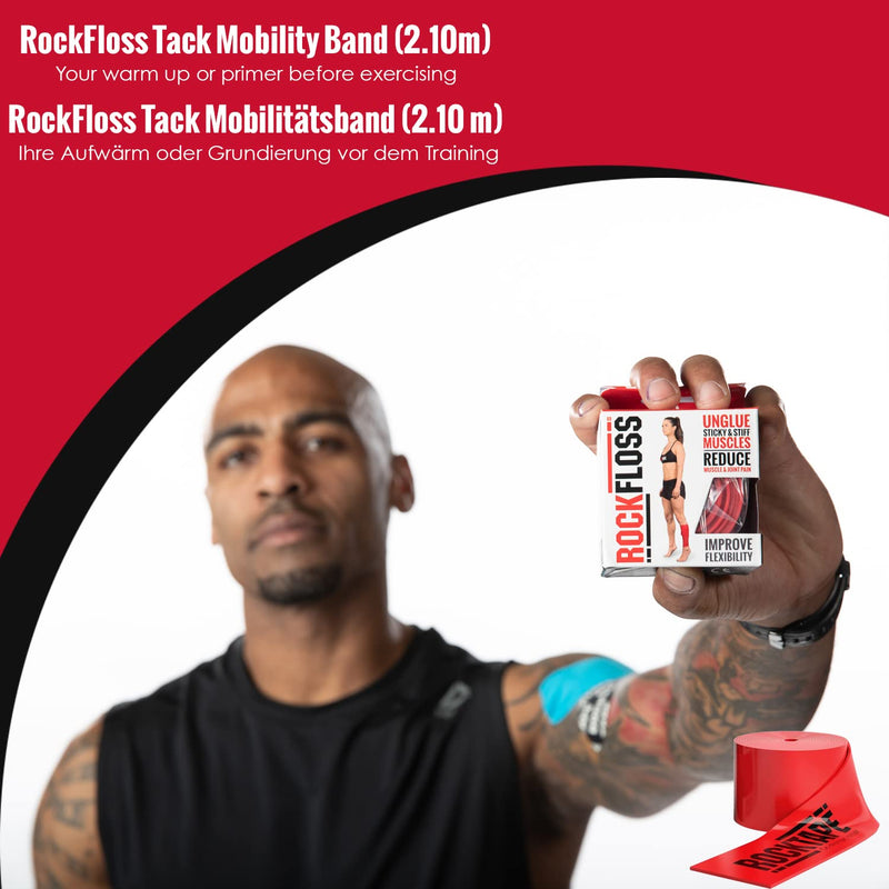 [Australia] - Rocktape RockFloss Tack Mobility Band, Compression Muscle Recovery, Floss for Muscle Soreness, 2" & 4" Width, Red 2" Wide Band 