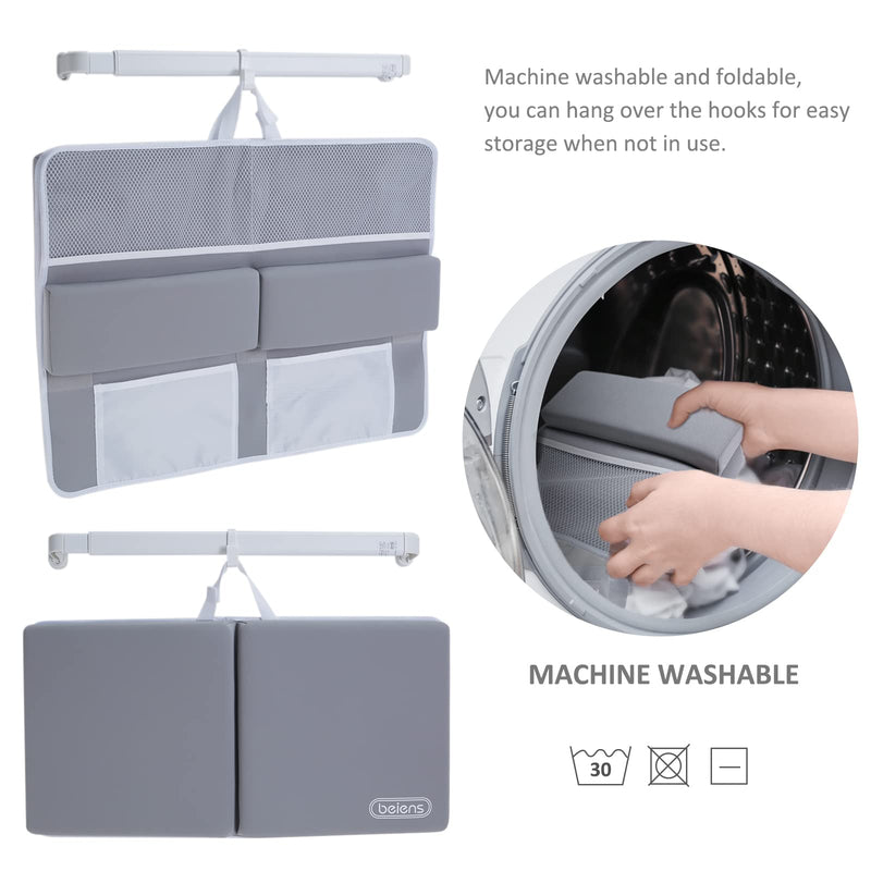 [Australia] - beiens Bath Kneeler and Elbow Rest Pad Set - 1.5'' Comfortable Baby Bath Kneeler Pads, Thick Quick Dry Kneeling Pad Support for Knee& Arm, Large Bathtub Mat with Toy Organizer for Happy Baby Bath Time Grey 