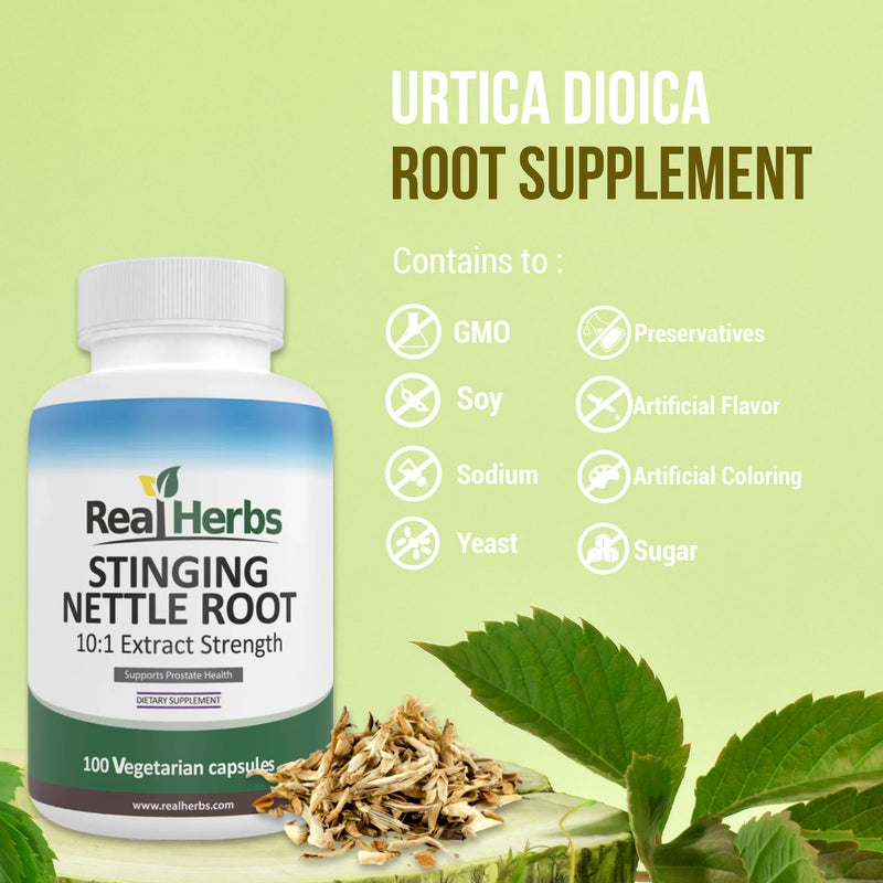 [Australia] - Real Herbs Stinging Nettle Root Extract 7500mg (750mg of 10:1 Extract) ‚Äì Vegetarian Friendly, Non-GMO, Gluten-Free ‚Äì Supports Prostate & Urinary Health ‚Äì 100 Capsules 