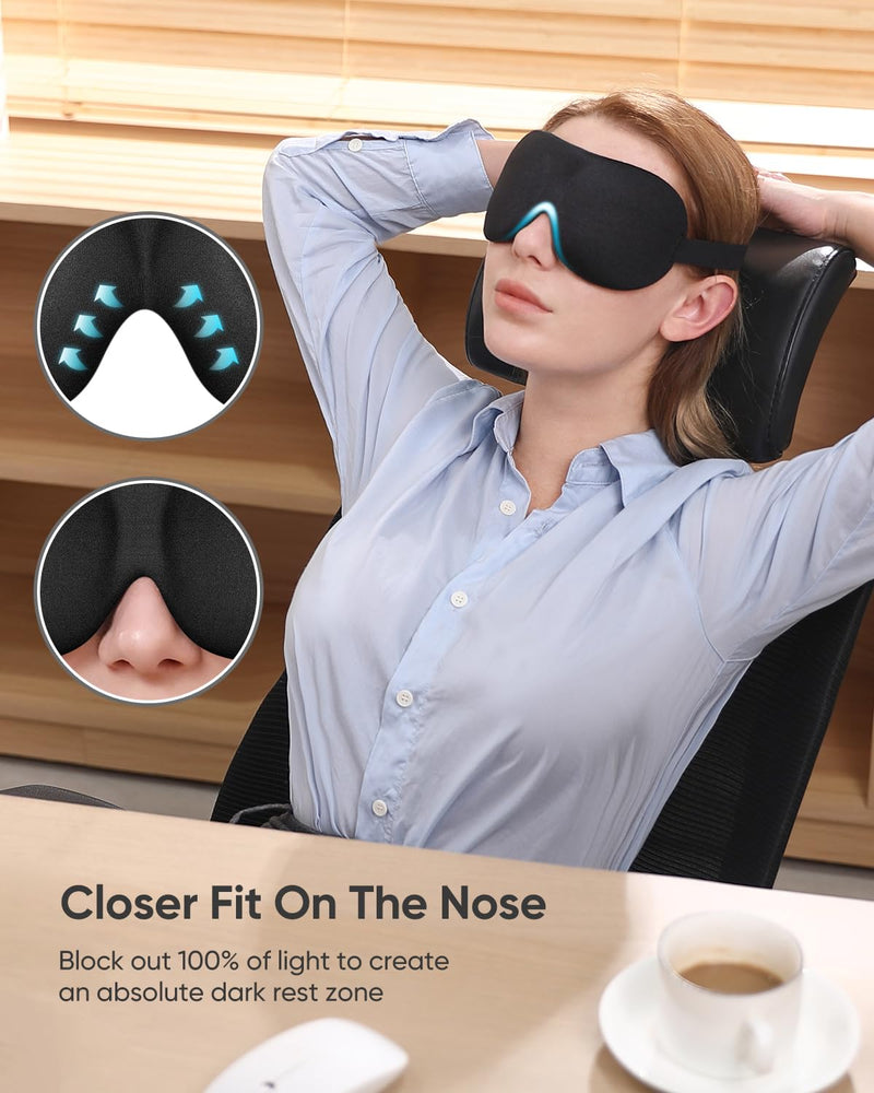 [Australia] - LKY DIGITAL Sleep Mask for Side Sleeper 3 Pack, Blackout 3D Eye Mask for Sleeping, Night Blindfold for Men Women Black & Blue & Red 
