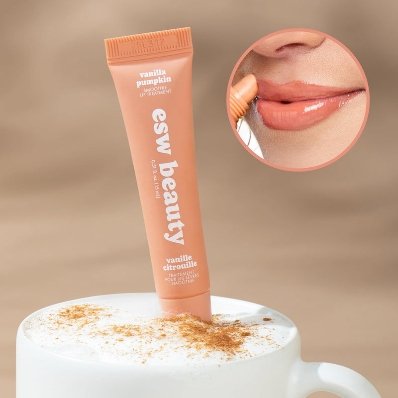 ESW Beauty Vanilla Pumpkin Lip Gloss & Hydrating Treatment for Lips | Pumpkin Spice Tint & Glossy Finish with Shea Butter & Vitamin E for Skin Barrier Moisturizing & Lip Repair, Korean Skin Care