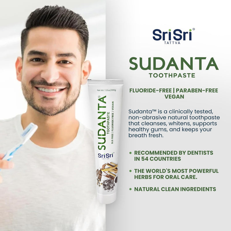 Sudanta 200g - 3 Pack - Herbal Fluoride-Free, Paraben-Free, Vegan, Natural Toothpaste with Ayurvedic Herbs Herbal-200g-Pack of 3
