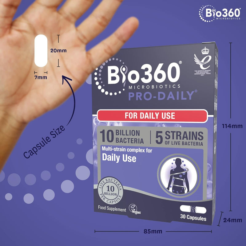 Natures Aid Bio360 Pro-Daily (10 Billion Bacteria) 30 Capsules (Pack of 5)