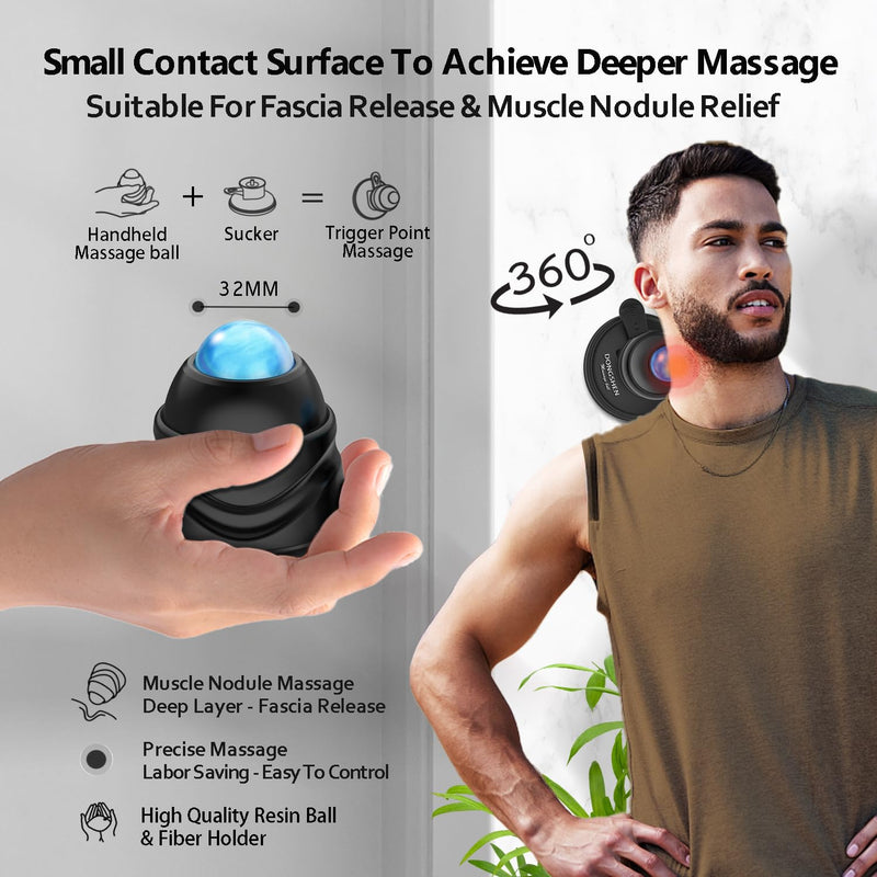 [Australia] - Massage Ball Deep Tissue 2 in 1 Mountable Muscle Massage Roller for Pain Relief, Trigger Point ，Relieve Fascia Muscle Knot and Joint Pain Relax Full Body MB-SET-BLU 
