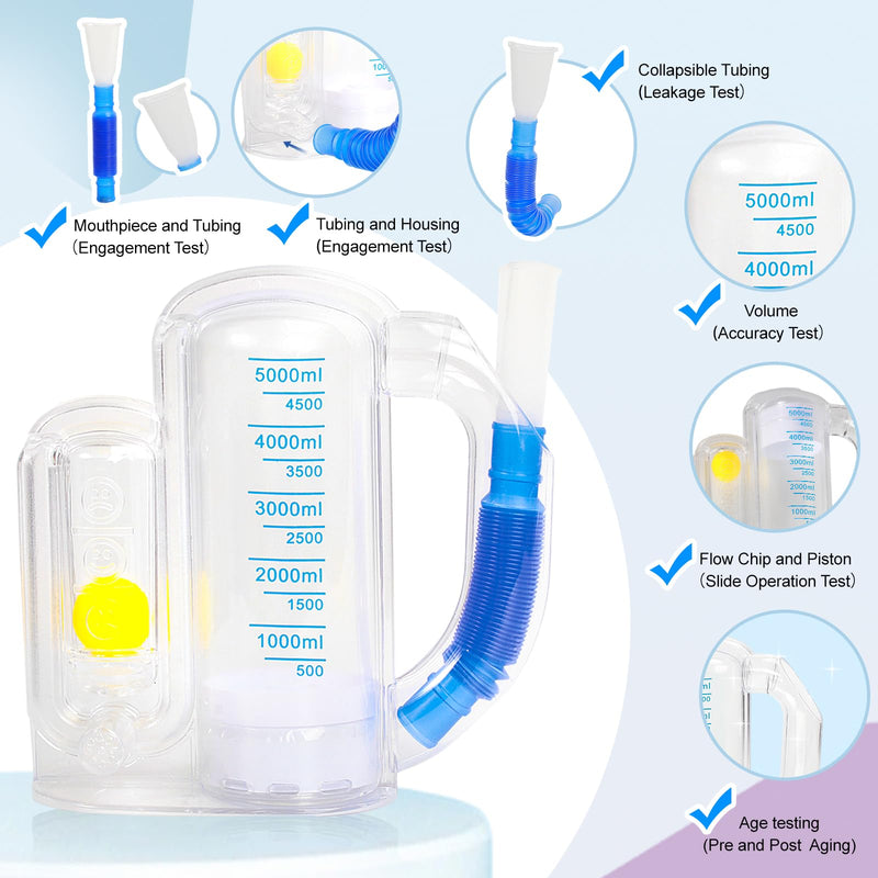 [Australia] - Incentive Spirometer-Incentive Spirometer Adult Breathing Exercise Device for Lungs,Deep Breathing Trainer for Children and Adults,5000ml Capacity Measurement with Flow Indicator 