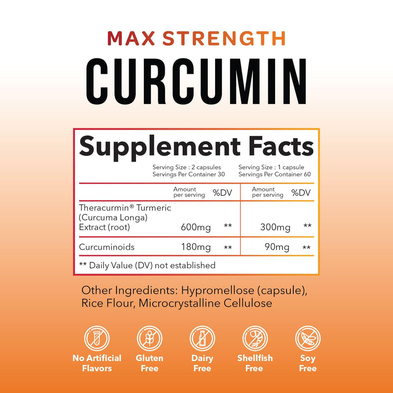 [Australia] - Theracurmin Turmeric Curcumin Supplement, 60 Count, High Absorption Turmeric & Curcumin -Joint Support Supplement - 42.6X More Bioavailablity 60 Count (Pack of 1) 